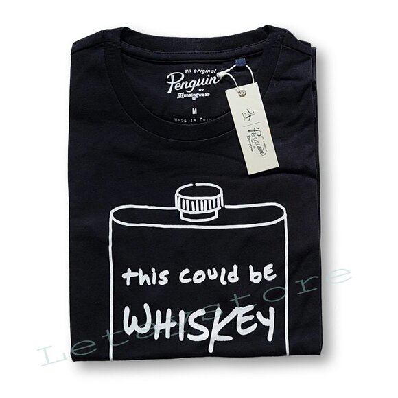 NWT ORIGINAL PENGUIN Whiskey Graphic Print Tee Cotton T-Shirt - Picture 3 of 3